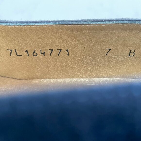 Stuart Weitzman for Browns Patent & Suede Leather Shoes Navy Gold Hardware Sz 7 - Picture 9 of 10